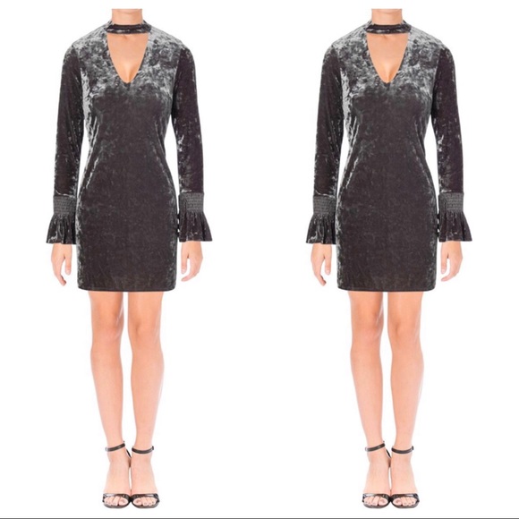 Aqua Dresses & Skirts - AQUA Womens Velvet Peakneck Party Dress